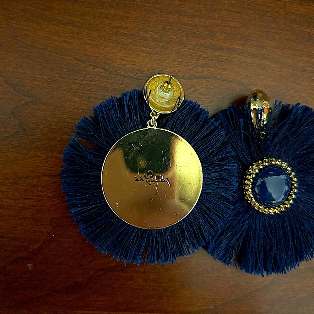 Lilly Pulitzer blue fan earrings - Picture 2 of 2